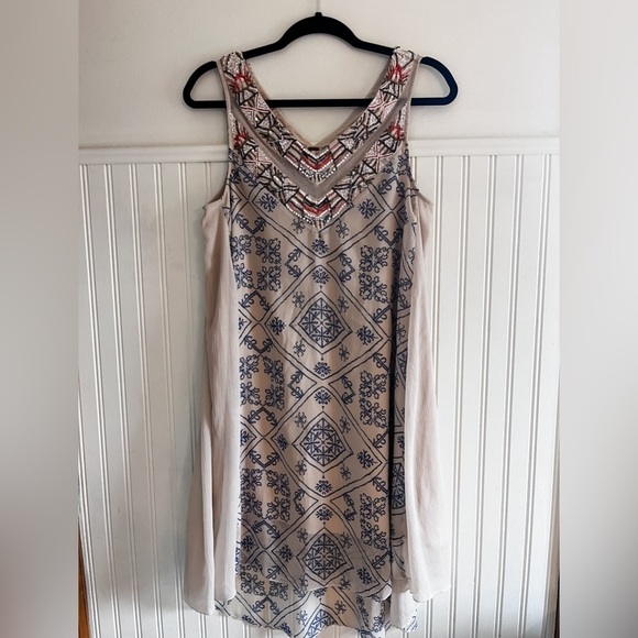 Free People Dresses & Skirts - Free People Ancient Mystery Beaded Chiffon Shift Dress Womens Small Boho Style